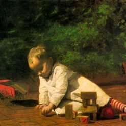 Authentic-Looking Realist Genre Painting "Baby at Play" (1876) by Thomas Eakins - Dafen Village Creation, Oil Painting for Home and Office Spaces, Adored by Art Aficionados and Those Who Appreciate Childhood Memories