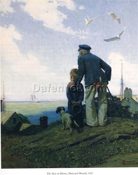 High – Quality Hand – Painted Reproduction by Dafen Village of Norman Rockwell’s ‘Babysitter’ – Perfect for Home Decor with a Vintage Vibe