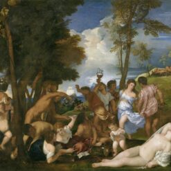 Custom Mythological Oil Painting – The Bacchanal of the Andrians Inspired by Titian’s Masterpiece