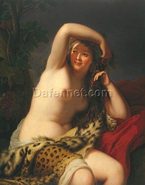 Dafen Village-Crafted Neoclassical and Rococo-Style Oil Portrait on Panel of Bacchante from 1785