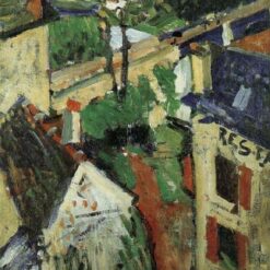 Baker's Hotel" Andre Derain Inspired Hand - Painted Oil Painting by Dafen Village Studio - A Cubist Cityscape Masterpiece for Art Aficionados
