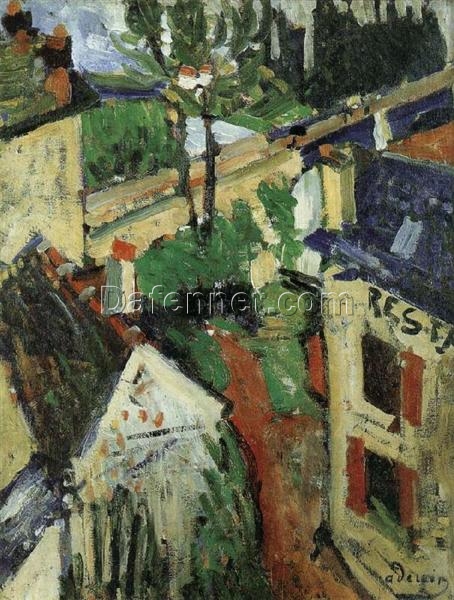 Baker’s Hotel” Andre Derain Inspired Hand – Painted Oil Painting by Dafen Village Studio – A Cubist Cityscape Masterpiece for Art Aficionados