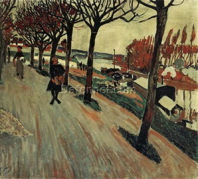 Andre Derain’s ‘Banks of Seine’ Inspired Oil Painting on 85 x 95 cm Canvas – A Striking Expressionist Cityscape for Discerning Art Aficionados