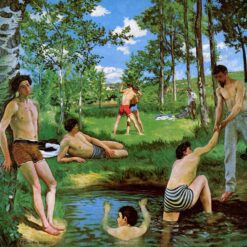 Custom - Sized Impressionist Genre Painting 'Bathers (Summer Scene)' Inspired by Frederic Bazille's 1869 Masterpiece, Handmade in Dafen Village