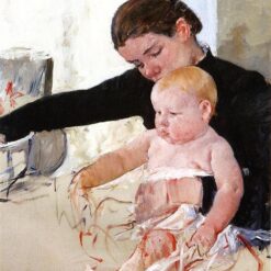 Stunning Reproduction of Mary Cassatt's 'Bathing the Young Heir' (c.1891) - A Glimpse into Impressionist Maternal Tenderness