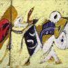 Exquisite Hand - Painted Oil on Wood - Canvas Inspired by Arshile Gorky's 1936 'Battle at Sunset with the God of Maize (Composition No. 1)' Surreal Symbolic Painting for Art Aficionados