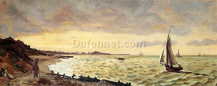 Custom – Sized Impressionist Landscape “Beach at Sainte – Adresse” Inspired by Frederic Bazille’s 1865 Masterpiece – Handmade in Dafen Village