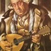 Beggar with Mandolin" – Tamara de Lempicka Inspired Oil Painting | Art Deco Portrait