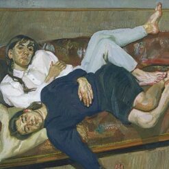 Large - Sized Exquisite Replica of Lucian Freud's 'Bella and Esther' (1987 - 1988) - Expressionist Genre Oil Painting by Dafen Village Studio