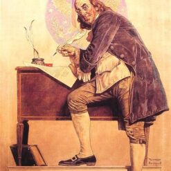 Dafen Village Presents: Inspired by 1926 Norman Rockwell's 'Ben Franklin's Sesquicentennial' - Regionalism Portrait Oil Canvas Artwork