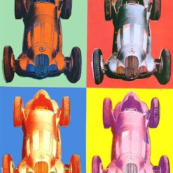 Stunning Hand - painted Oil Painting of 'Benz Racing Car' INSPIRED BY Andy Warhol's 1986 Pop Art Still Life, from Dafen Village for Art Lovers and Auto Enthusiasts