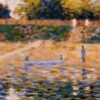 Custom-Made Oil on Wood Painting Inspired by Georges Seurat's 'Boats near the Beach at Asnières' - Unique Creations Tailored to Your Taste by Dafen Village Studios