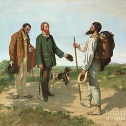 High-quality 'The Meeting (Bonjour Monsieur Courbet)' Realistic Genre Painting Replica by Gustave Courbet - A Homage to Artistic Integrity