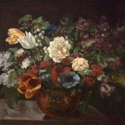 Custom-Made Oil on Canvas Painting Inspired by Gustave Courbet's 'Bouquet de Fleurs' - Unique Creations Tailored to Your Taste by Dafen Village Studios