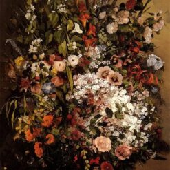Authentic 1862 Courbet - Style 'Bouquet of Flowers' Realist Oil Canvas - 100.3x73 cm, Perfect for Interior Decoration and Gift - giving