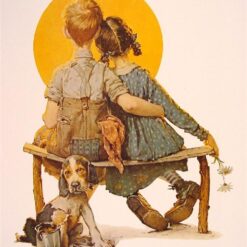 High - Quality Hand - Painted Oil Painting from Dafen Village - Inspired by Rockwell's 'Boy and Girl gazing at the Moon' for Home Decor