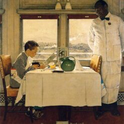 High - Quality Replica of "Boy in a Dining Car" Inspired by Norman Rockwell's 1947 Masterpiece - Hand - Painted in Dafen Village