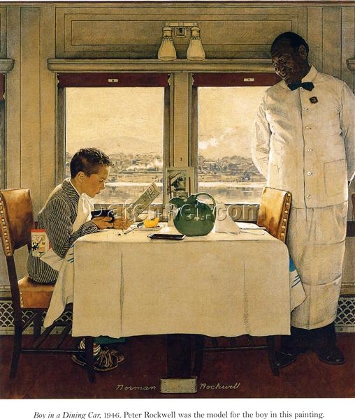High – Quality Replica of “Boy in a Dining Car” Inspired by Norman Rockwell’s 1947 Masterpiece – Hand – Painted in Dafen Village