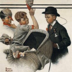 Dafen Village Presents: Inspired by 1916 Norman Rockwell's 'Boy with Baby Carriage' - Regionalism Oil Canvas Artwork