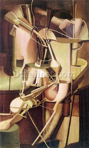 Authentic – Looking Reproduction of Marcel Duchamp’s ‘Bride’ – Handmade Cubist Figurative Oil Painting on Canvas by Dafen Village Artisans