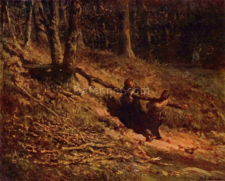 Exquisite Hand-Painted Replica of Jean-Francois Millet’s “Brushwood Collectors” by Dafen Village Artisans – A Realist Genre Painting Gem