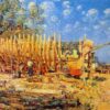 Dafen Village Inspired Reproduction of Childe Hassam's "Building a Schooner, Provincetown" (1900) - High-Quality Impressionist Genre Oil Painting for Sale, Ideal for Art Collections and Interior Design