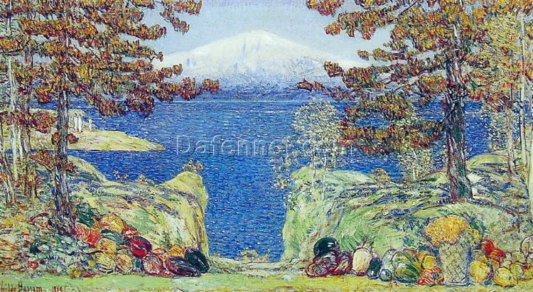 Hand-Painted Replica of Childe Hassam’s “California” (1919) – Breathtaking Impressionist Landscape Oil Painting on Canvas from Dafen Village, Ideal for Art Lovers and California Aesthetics Enthusiasts
