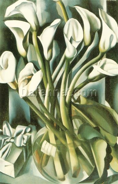 Calla Lilies” Inspired by Tamara de Lempicka – Art Deco Floral Oil Painting