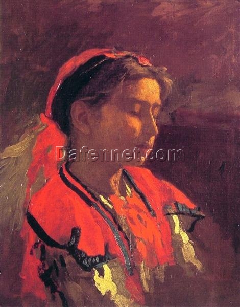 Dafen Village Inspired Reproduction of Thomas Eakins’ “Carmelita Requena” (1870) – High-Quality Realist Portrait Oil Painting for Sale, Great for Art Collections and Interior Designers Seeking Graceful Portraits
