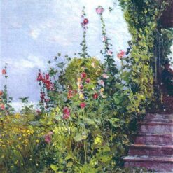 Authentic - Looking Impressionist Landscape "Celia Thaxter's Garden, Appledore, Isles of Shoals" (1890) by Childe Hassam - Dafen Village Creation, Oil Painting for Office and Home Spaces, Adored by Art Lovers