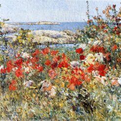Hand-Painted Replica of Childe Hassam's "Celia Thaxter's Garden, Isles of Shoals, Maine" (1890) - Exquisite Impressionist Landscape and Flower Oil Painting on Canvas from Dafen Village, Ideal for Art Lovers and Nature Enthusiasts