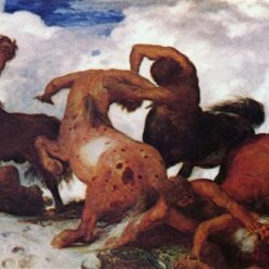 Large Hand-Painted Reproduction of “Battle of the Centaurs” INSPIRED BY Arnold Böcklin’s 1873 Symbolist Mythological Masterpiece