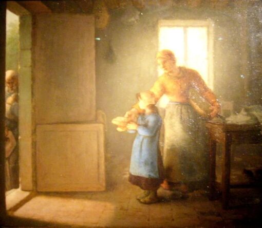 Hand – Painted Realist Genre Painting “Charity” INSPIRED BY Jean – Francois Millet (1859) – Meticulously Crafted by Dafen Village Artisans for Art Aficionados