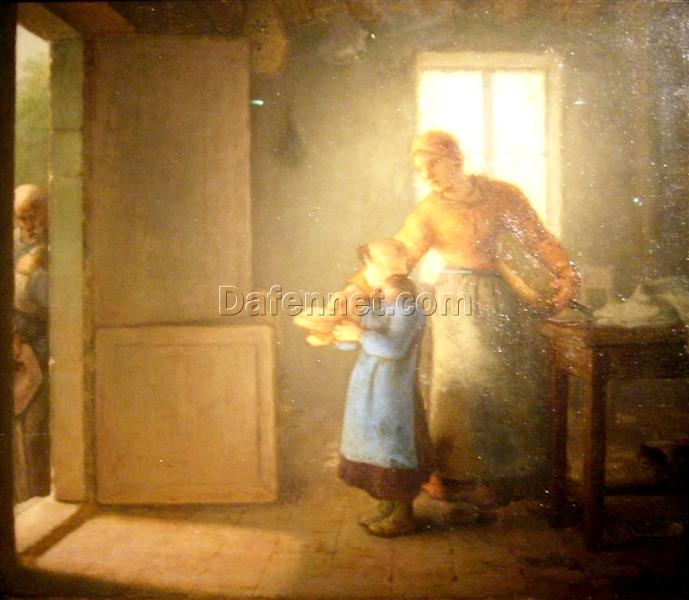 Hand – Painted Realist Genre Painting “Charity” INSPIRED BY Jean – Francois Millet (1859) – Meticulously Crafted by Dafen Village Artisans for Art Aficionados