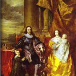 Charles I and Queen Henrietta Maria with Charles, Prince of Wales and Princess Mary” Inspired Oil Painting Replica on Canvas