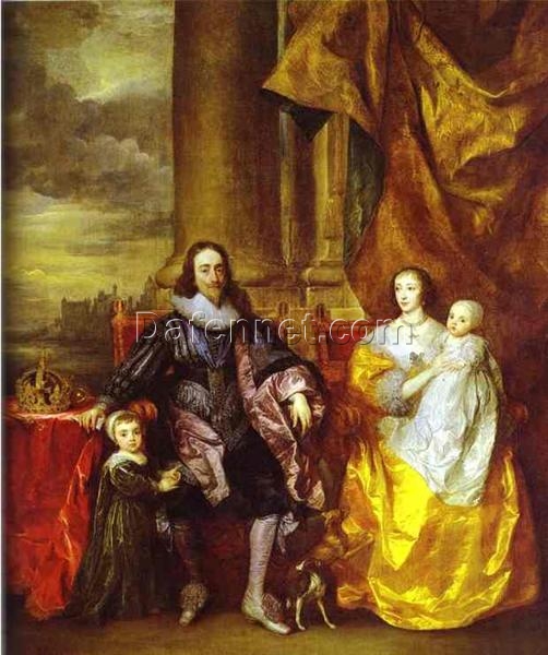 Charles I and Queen Henrietta Maria with Charles, Prince of Wales and Princess Mary” Inspired Oil Painting Replica on Canvas