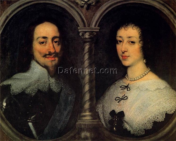 Historical “Charles I of England and Henrietta of France” Inspired Baroque Oil Canvas Painting