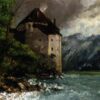 Gustave Courbet's Timeless 'Chateau de Chillon' - 1873 Realist Landscape Oil Painting on Canvas, Inspired by Private Collection's Treasure