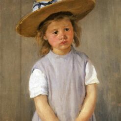 Exquisite Impressionist Oil Painting - 'Child In A Straw Hat' by Mary Cassatt (c.1886) Replica