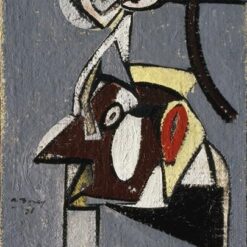 Unique Oil on Cardboard Inspired by Arshile Gorky's 1936 Cubist 'Child of an Idumean Night (Composition No. 4)' for Art Galleries and Exhibition Spaces