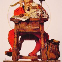 Dafen Village Presents: Inspired by Norman Rockwell's 1935 'Christmas Santa Reading Mail' - Regionalism Poster Oil on Canvas Artwork for Interior Enhancement and Christmas Fans