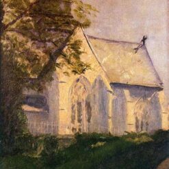 Exquisite Dafen Village Creation: 'Church at Blainville' Inspired by Marcel Duchamp (1902) - Post - Impressionist Landscape Oil Painting on Canvas
