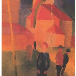 Exquisite Dafen Village Reproduction of August Macke's 1914 'Church Decorated with Flags' - A Must - Have for Art Collectors
