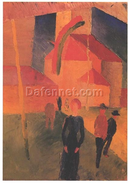 Exquisite Dafen Village Reproduction of August Macke’s 1914 ‘Church Decorated with Flags’ – A Must – Have for Art Collectors