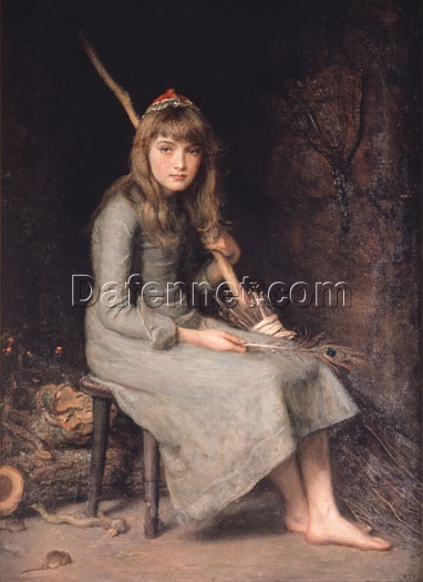 Exquisite Dafen Village – Handpainted Cinderella Literary Oil Painting on Canvas, Inspired by John Everett Millais and from a Private Collection
