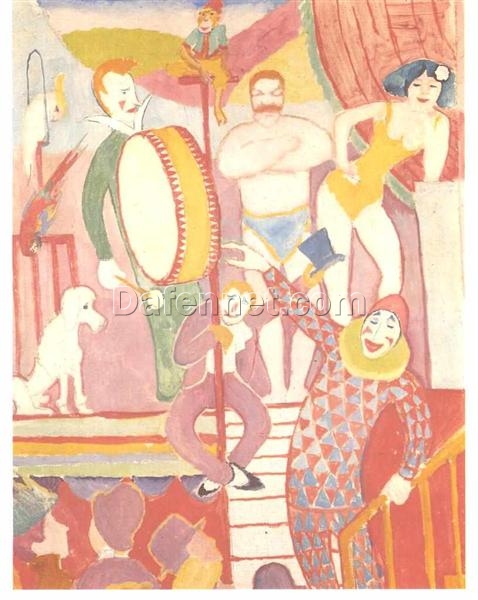 Dafen Village Presents: August Macke’s ‘Circus’ (1911) Reproduction – Expressionist Genre Oil on Canvas for Art Collectors