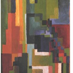 Dafen Village Studio's Exquisite Reproduction - August Macke's 1913 'Colourful Shapes' Orphism Abstract Oil on Cardboard for Art Enthusiasts