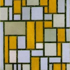 Customizable Oil Painting on Canvas Inspired by Mondrian's "Composition with Gray and Light Brown" (1918) - Handmade in Dafen Village