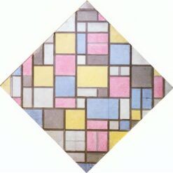 Authentic - Looking Reproduction of "Composition with Grid VII" by Piet Mondrian Inspired by Neoplasticist Aesthetics for Interior Decorators - Dafen Village Handmade Creation