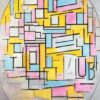 Customizable Oil Painting Inspired by Mondrian's "Composition with Oval in Color Planes II" (1914) - Dafen Village Original